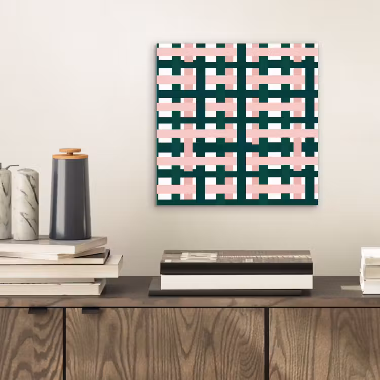 Vlechtpatroon - Groen - Roze - Grafisch aluminium wit klein 46 -sfeer1