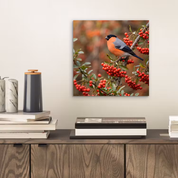 Goudvink - Bessen - Herfst - Natuur - Kleurrijk aluminium wit klein -sfeer1