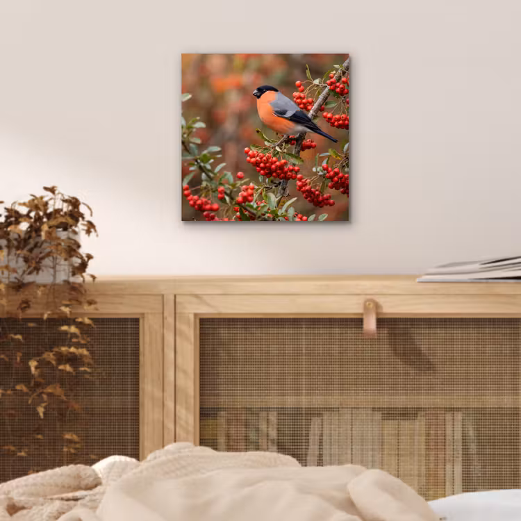 Goudvink - Bessen - Herfst - Natuur - Kleurrijk aluminium wit klein -sfeer3