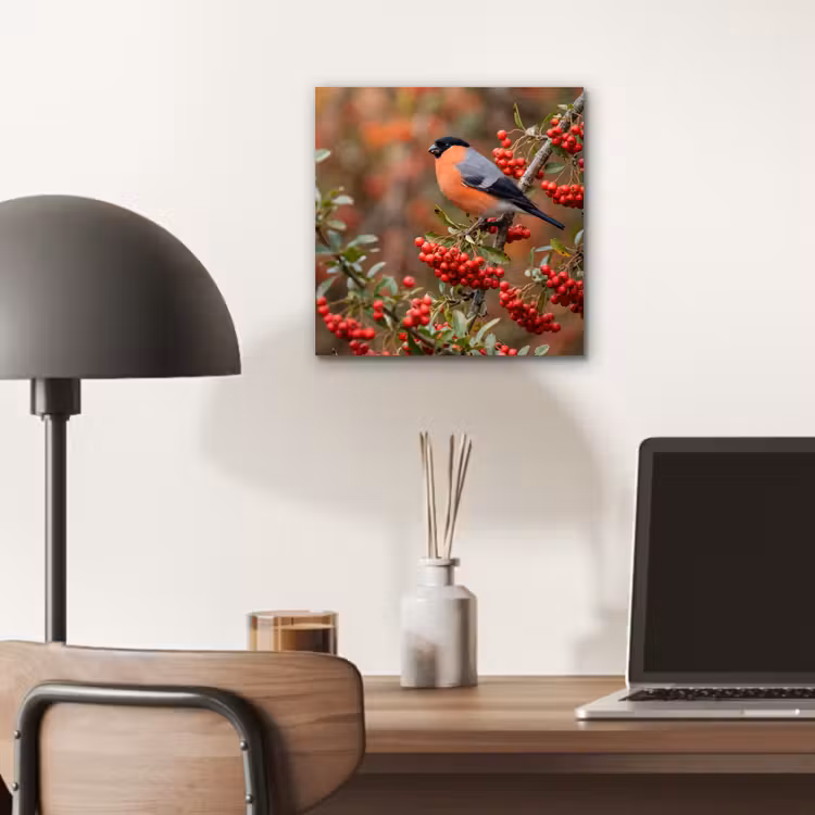 Goudvink - Bessen - Herfst - Natuur - Kleurrijk aluminium wit klein -sfeer5
