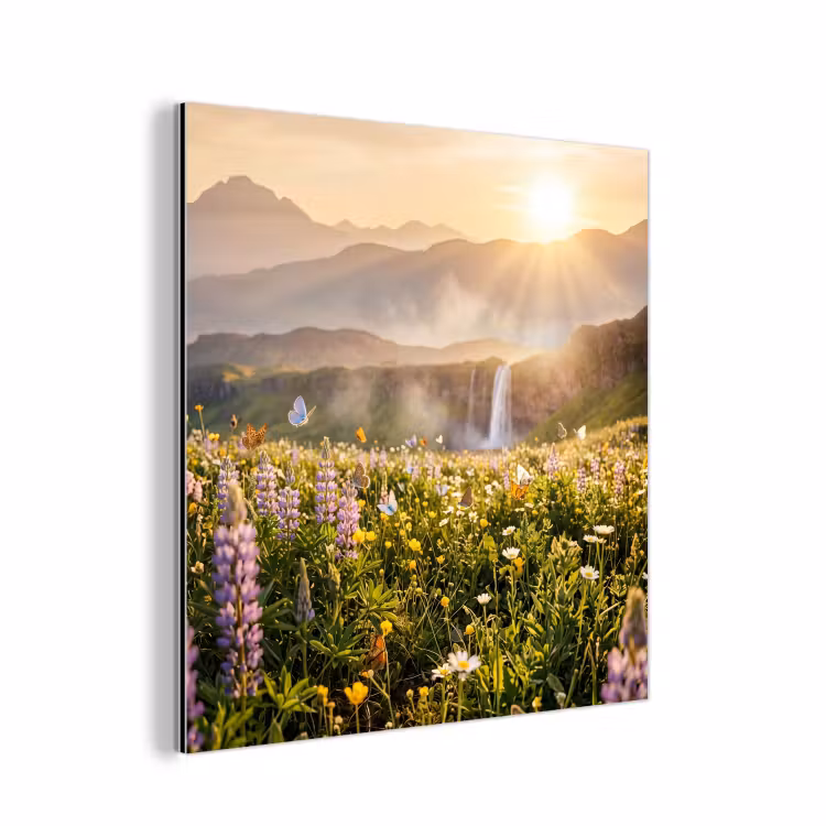 Vlinders - Waterval - Bloemenveld aluminium wit klein -3d