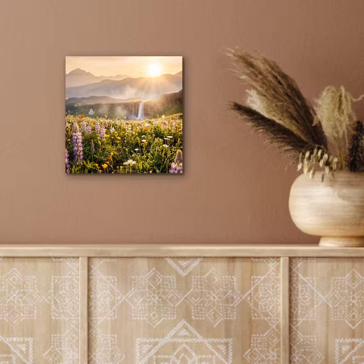 Vlinders - Waterval - Bloemenveld aluminium wit klein -sfeer4
