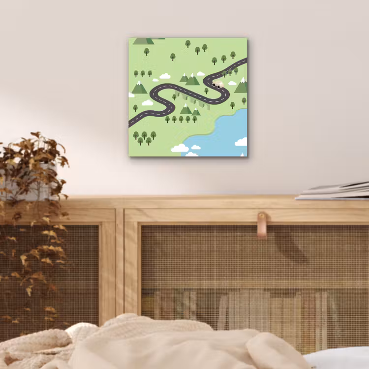 Auto - Bergweg - Natuur - Illustratie aluminium wit klein -sfeer3