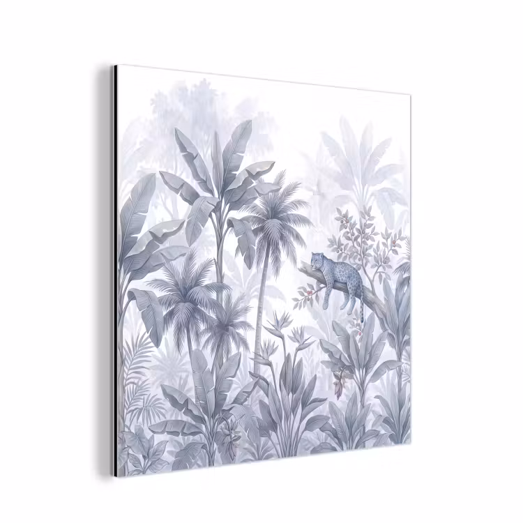 Kat - Tropisch bos - Modern - Grijs aluminium wit klein -3d