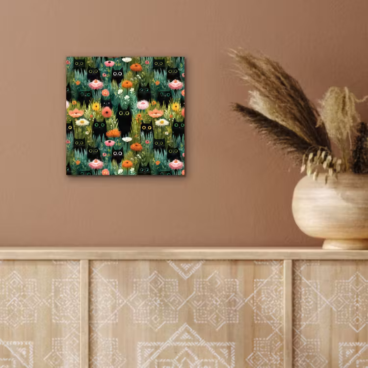 Katten - Bloemen - Kleurrijk aluminium wit klein 46 -sfeer4
