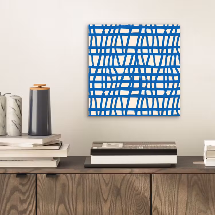 Ruitpatroon - Blauw - Crème aluminium wit klein 46 -sfeer1