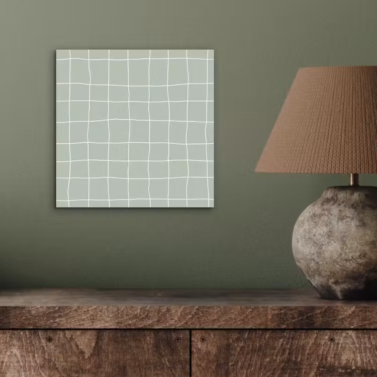Ruitpatroon - Golvend - Groen aluminium wit klein 46 -sfeer2