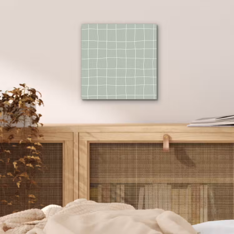 Ruitpatroon - Golvend - Groen aluminium wit klein 46 -sfeer3