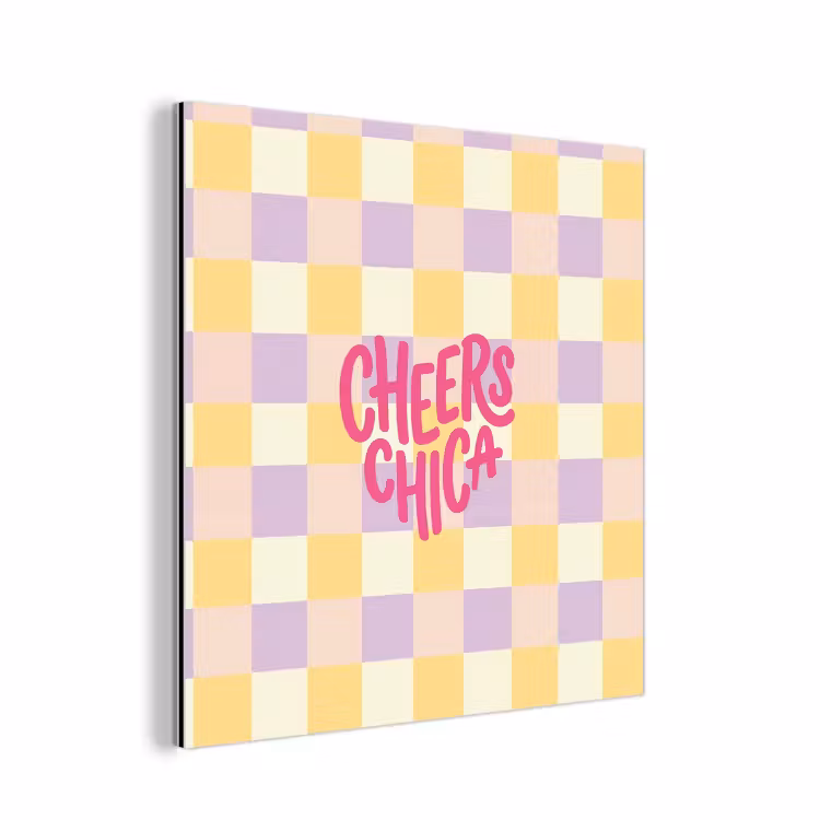 Cheers Chica - Ruitjes - Lila - Geel aluminium wit klein -3d