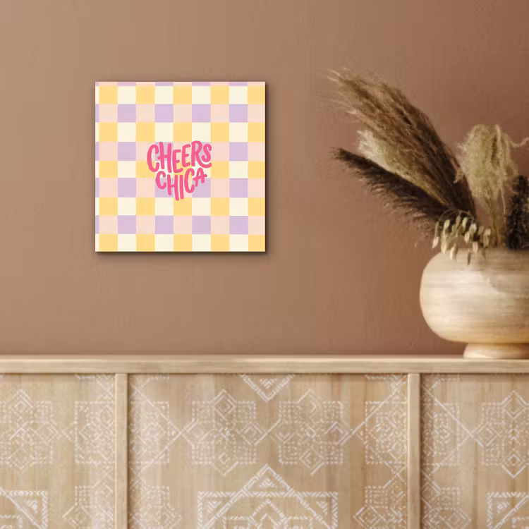 Cheers Chica - Ruitjes - Lila - Geel aluminium wit klein -sfeer4