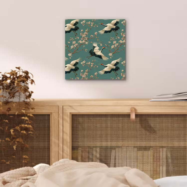 Kersenbloesem - Kraamvogels - Groen aluminium wit klein 46 -sfeer3