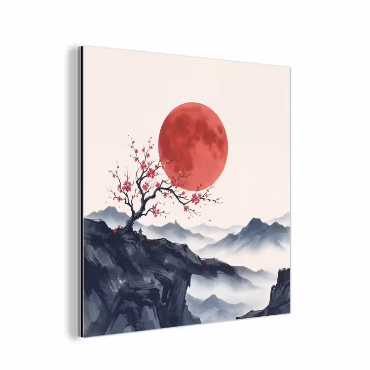 Kersenbloesem - Oosters - Rood aluminium wit klein -3d