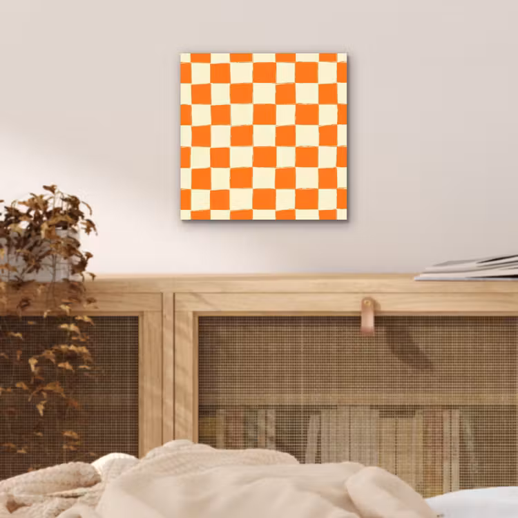 Schaak - Patroon - Oranje aluminium wit klein 46 -sfeer3