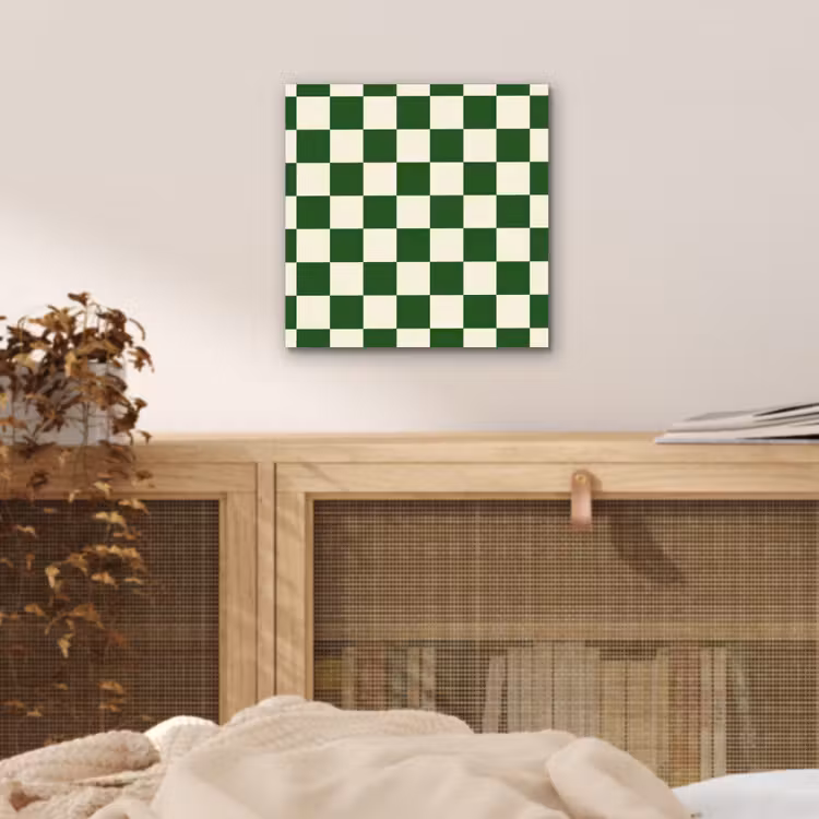 Schaakbord - Patroon - Groen aluminium wit klein 46 -sfeer3