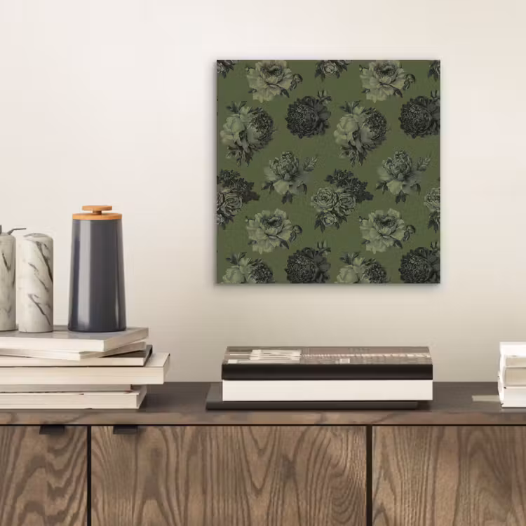 Klassiek - botanisch - olijfgroen - bloemen aluminium wit klein 46 -sfeer1