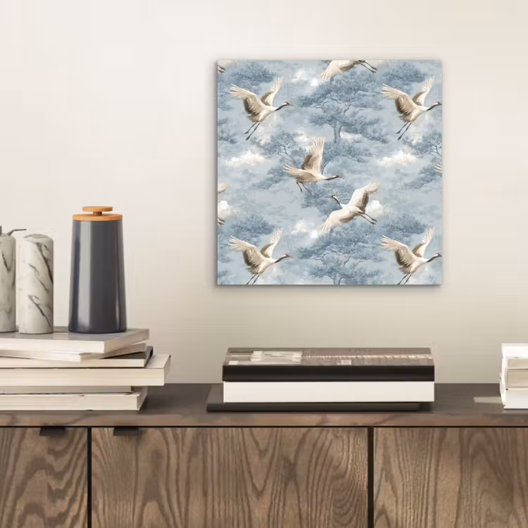 Wolken - Kraanvogels - Blauw aluminium wit klein 46 -sfeer1