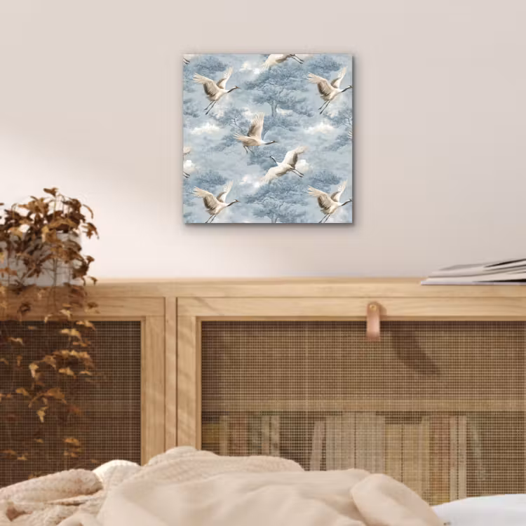 Wolken - Kraanvogels - Blauw aluminium wit klein 46 -sfeer3