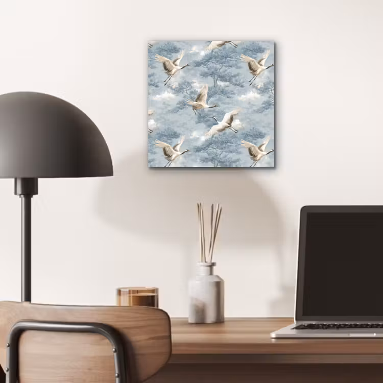 Wolken - Kraanvogels - Blauw aluminium wit klein 46 -sfeer5