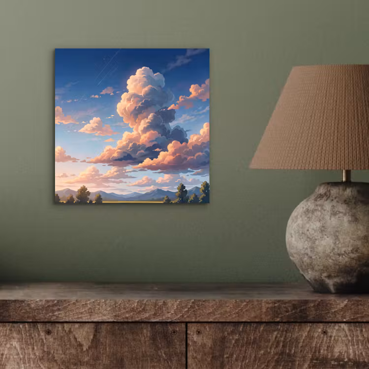 Wolken - Daghemel - Natuur - Illustratie - Oranje aluminium wit klein -sfeer2