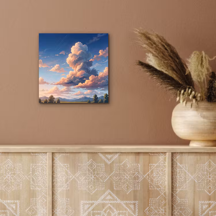 Wolken - Daghemel - Natuur - Illustratie - Oranje aluminium wit klein -sfeer4