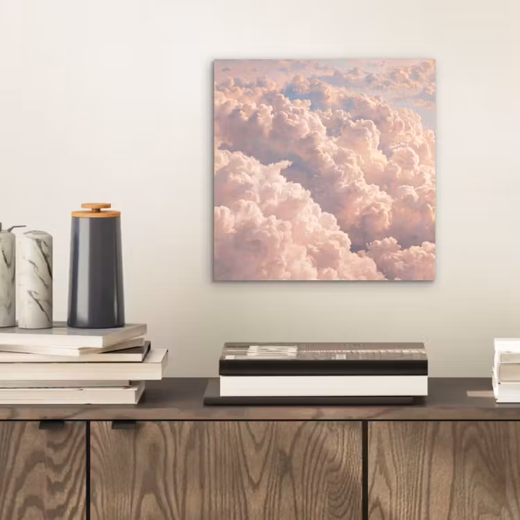 Wolken - Zonsondergang - Natuur - Pastel - Roze aluminium wit klein -sfeer1