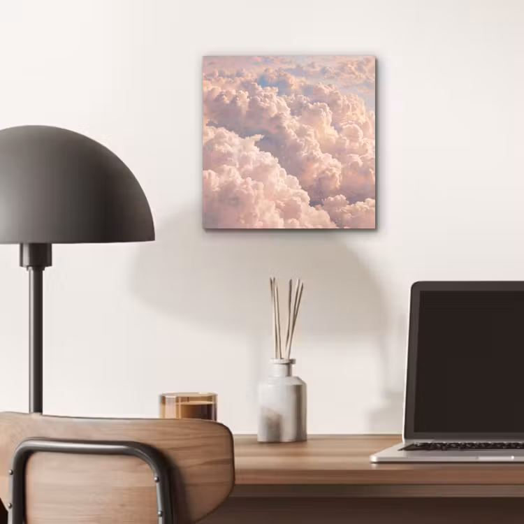 Wolken - Zonsondergang - Natuur - Pastel - Roze aluminium wit klein -sfeer5