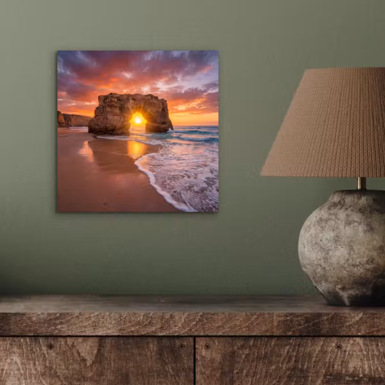 Kust - Rots - Zonsondergang - Zee - Natuur aluminium wit klein -sfeer2
