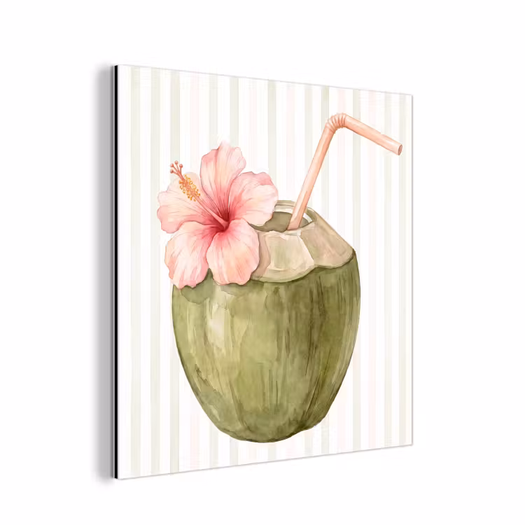 Kokosnoot - Drank - Tropisch - Illustratie - Zomer aluminium wit klein -3d