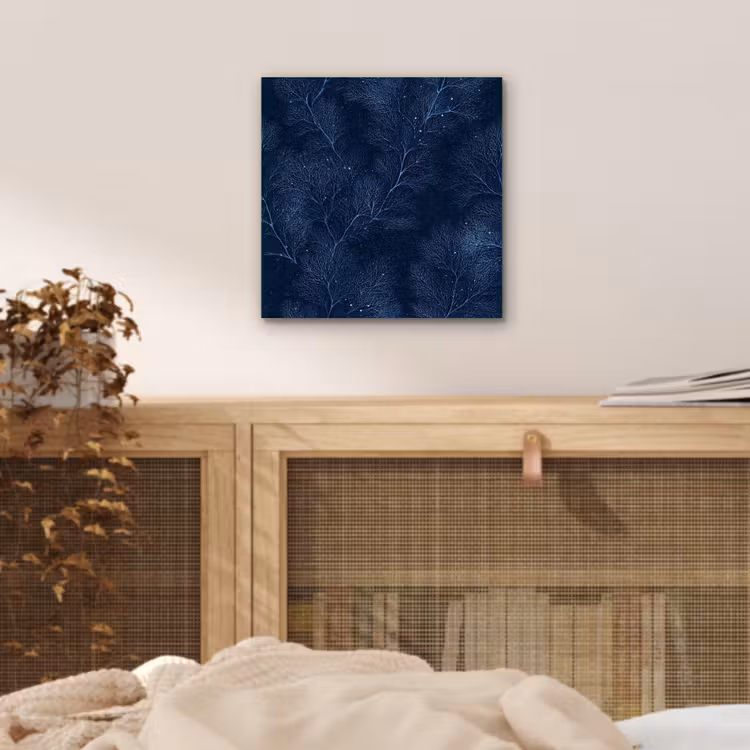 Koraal - Takken - Patroon - Nachtblauw aluminium wit klein 46 -sfeer3