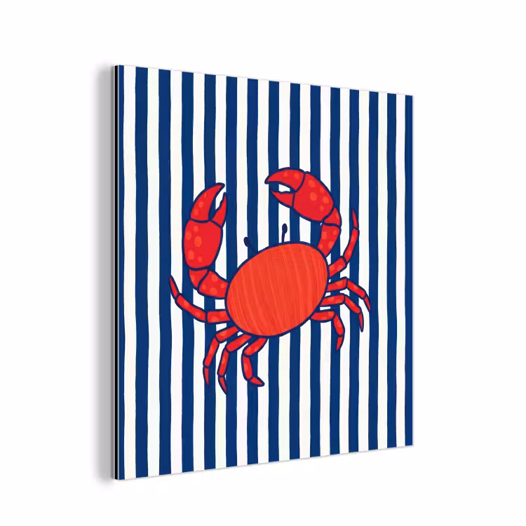 Krab - Strepen - Zeeleven - Illustratie - Rood aluminium wit klein -3d