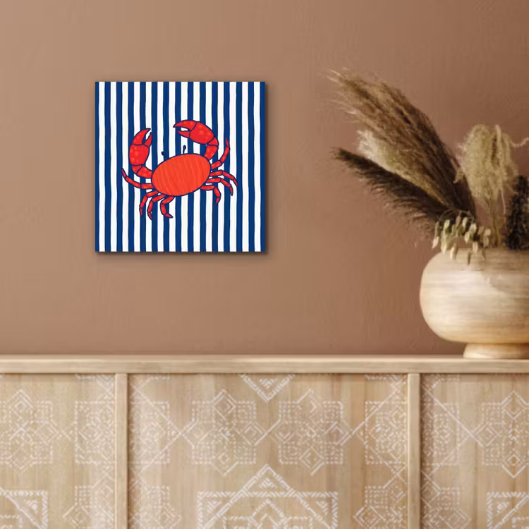Krab - Strepen - Zeeleven - Illustratie - Rood aluminium wit klein -sfeer4