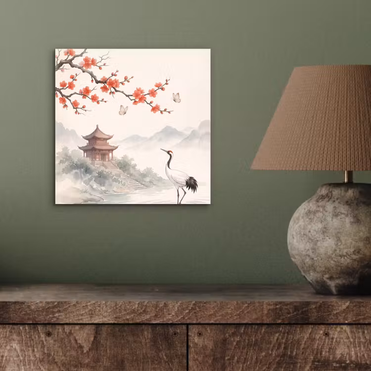 Kraanvogel - Azië - Klassiek aluminium wit klein -sfeer2