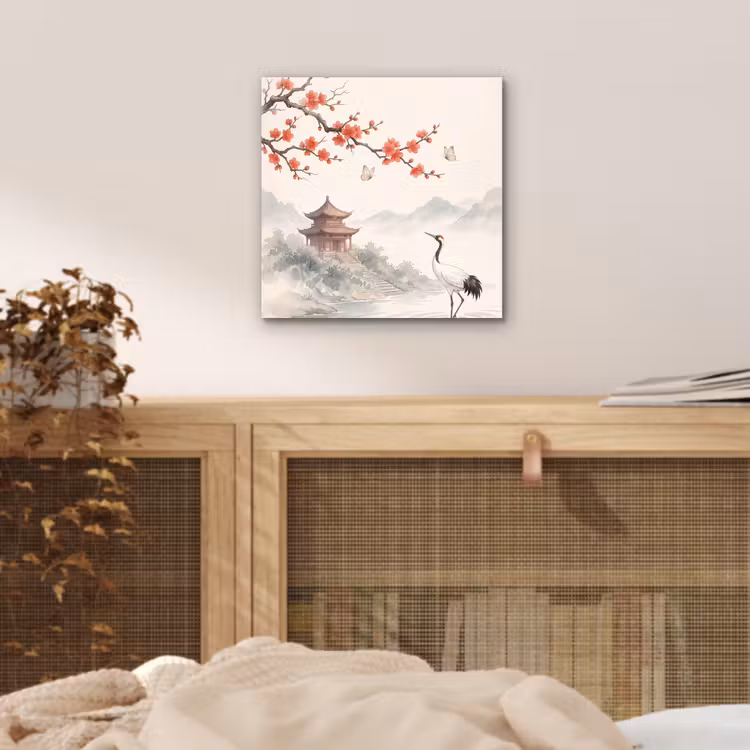 Kraanvogel - Azië - Klassiek aluminium wit klein -sfeer3