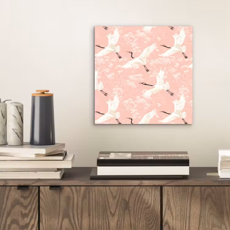 Kraanvogels - Bloesem - Roze aluminium wit klein 46 -sfeer1