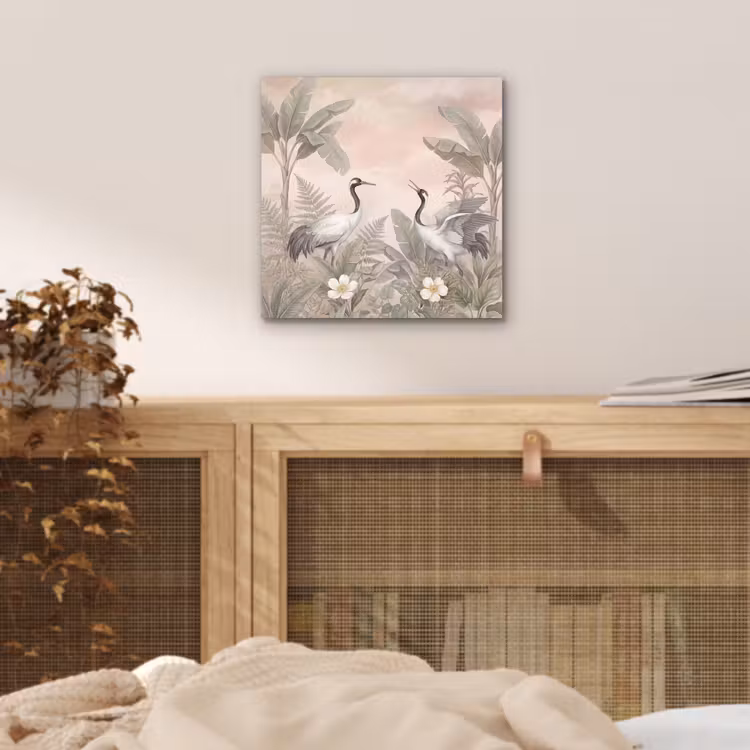Kraanvogels - Natuur - Roze aluminium wit klein -sfeer3