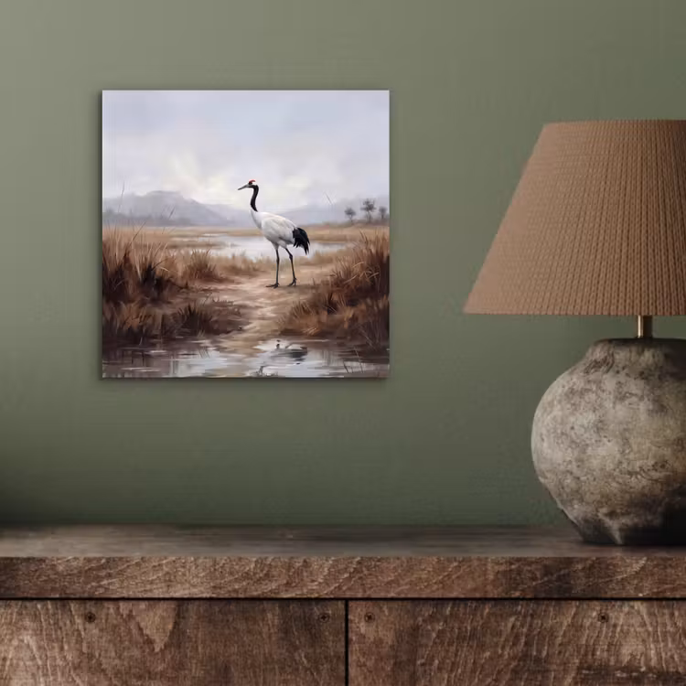 Kraanvogel - Natuur - Realistisch aluminium wit klein -sfeer2