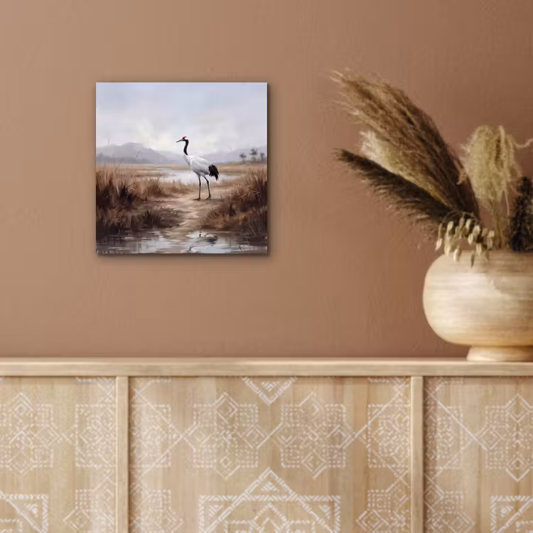 Kraanvogel - Natuur - Realistisch aluminium wit klein -sfeer4