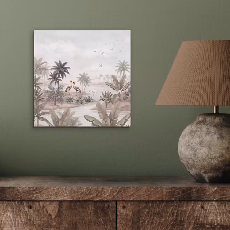 Kraanvogels - Palmbomen - Tropisch aluminium wit klein -sfeer2