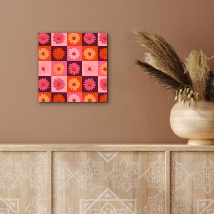 Madeliefjes - Dambord - Retro - Roze - Oranje aluminium wit klein 46 -sfeer4