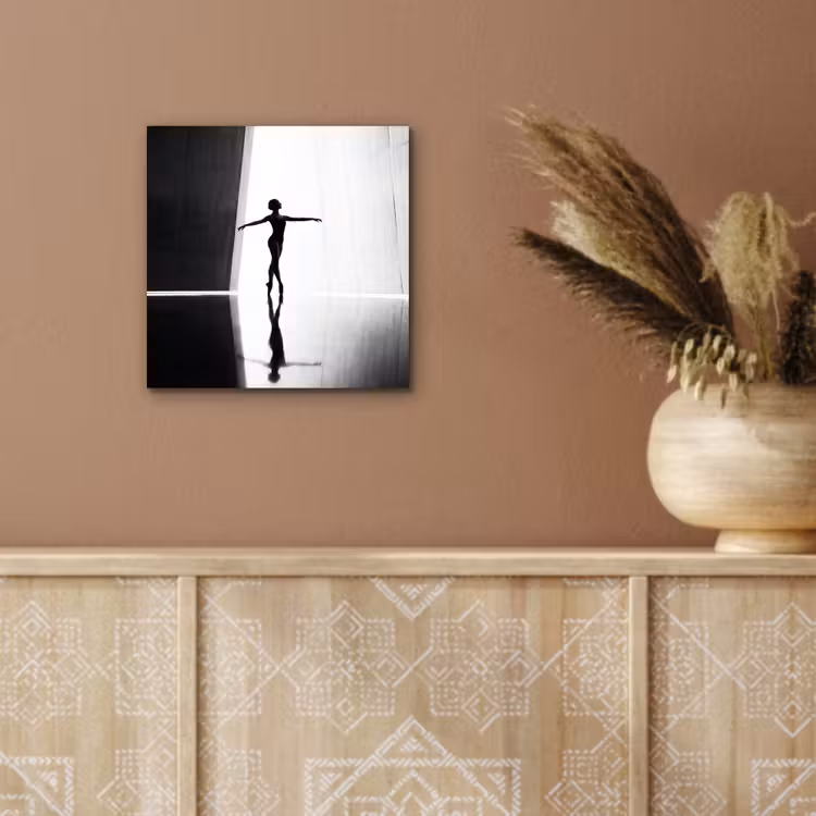 Danser - Silhouette - Kunst - Modern - Zwart-wit aluminium wit klein -sfeer4