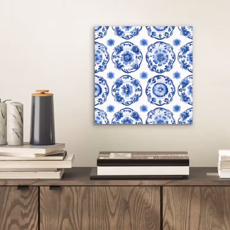 Sierborden - Bloemen - Blauw aluminium wit klein 46 -sfeer1