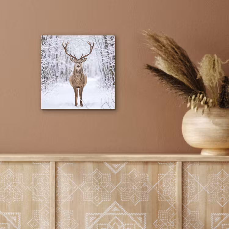 Hert - Winter - Bos - Natuur - Wit aluminium wit klein -sfeer4