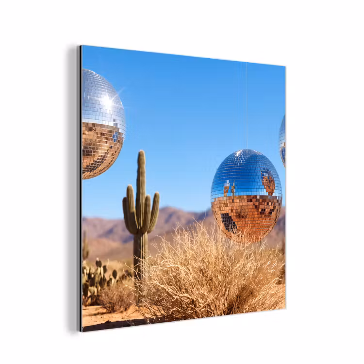 aluminium wall art - Desert - Mirror Ball - Art - Woestijn - Spiegelbal - Kunst aluminium wit klein