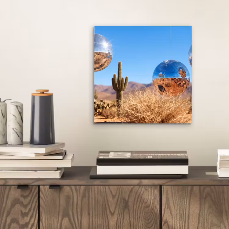aluminium wall art - Desert - Mirror Ball - Art - Woestijn - Spiegelbal - Kunst aluminium wit klein