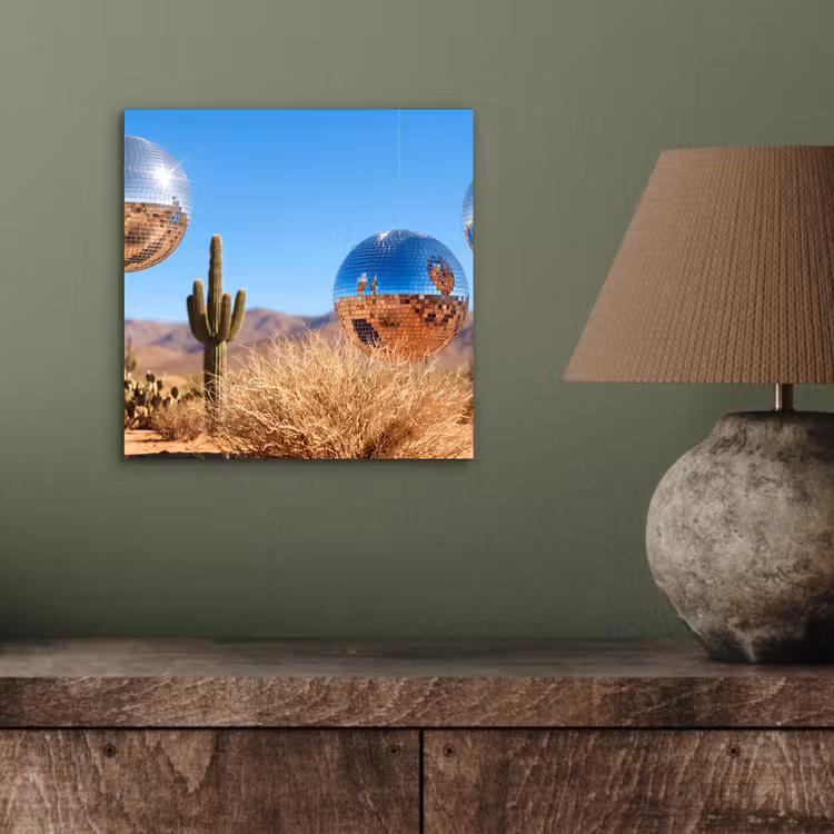 aluminium wall art - Desert - Mirror Ball - Art - Woestijn - Spiegelbal - Kunst aluminium wit klein