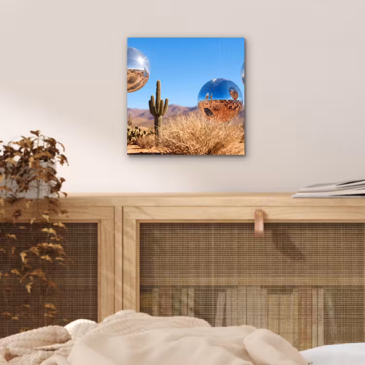 aluminium wall art - Desert - Mirror Ball - Art - Woestijn - Spiegelbal - Kunst aluminium wit klein