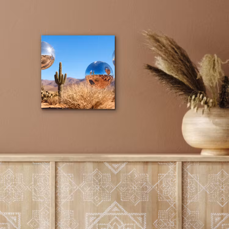 aluminium wall art - Desert - Mirror Ball - Art - Woestijn - Spiegelbal - Kunst aluminium wit klein