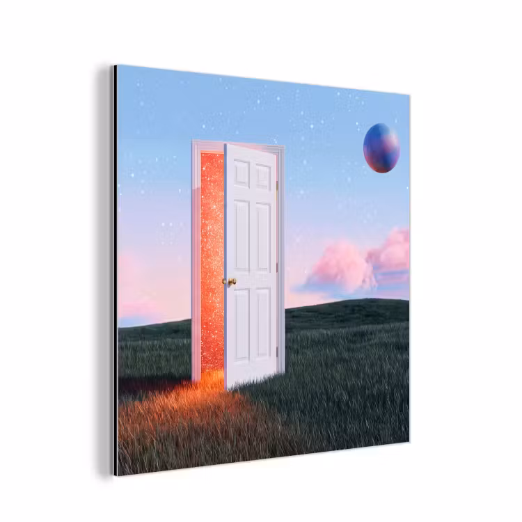 aluminium wall art - Door - Fantasy - Space - Deur - Fantasie - Ruimte aluminium wit klein