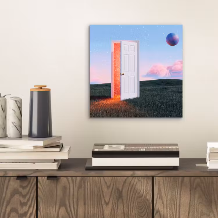aluminium wall art - Door - Fantasy - Space - Deur - Fantasie - Ruimte aluminium wit klein