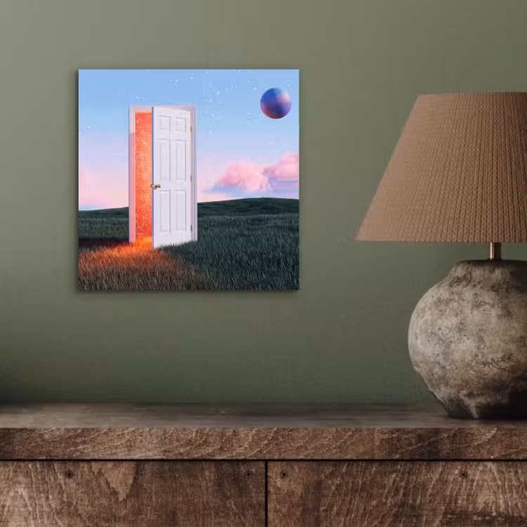 aluminium wall art - Door - Fantasy - Space - Deur - Fantasie - Ruimte aluminium wit klein
